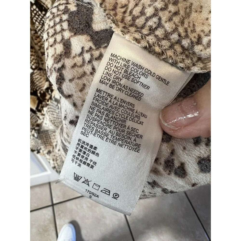 Maeve Anthropologie Juno Snake Animal‎ Print Beige Pleated Dress Size S